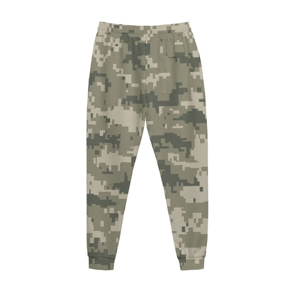 Beige Digital Camo Pattern Print Jogger Pants