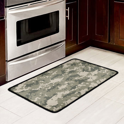 Beige Digital Camo Pattern Print Kitchen Mat