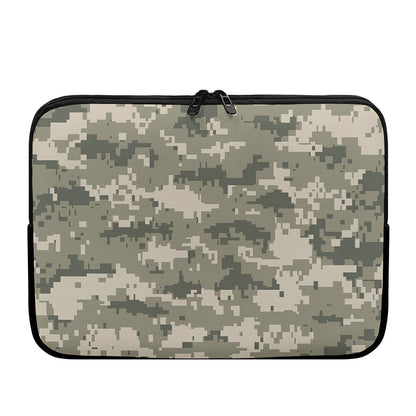 Beige Digital Camo Pattern Print Laptop Sleeve