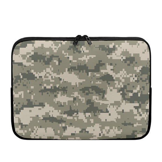 Beige Digital Camo Pattern Print Laptop Sleeve