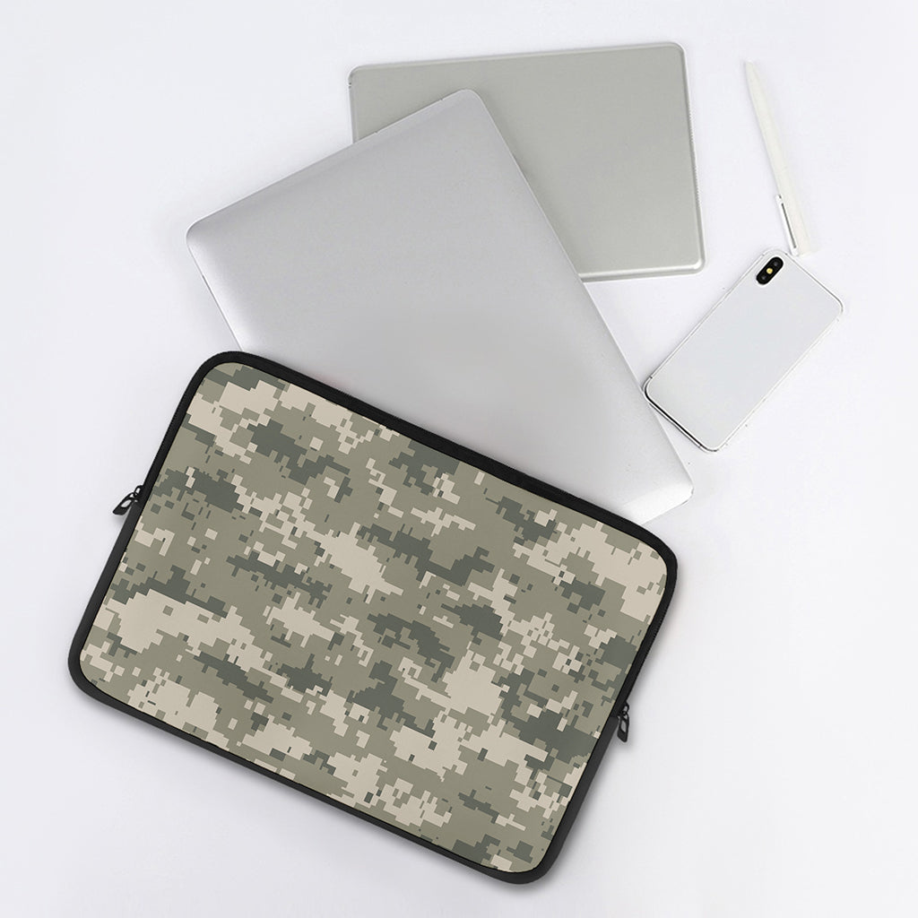 Beige Digital Camo Pattern Print Laptop Sleeve