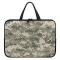 Beige Digital Camo Pattern Print Laptop Sleeve With Handle