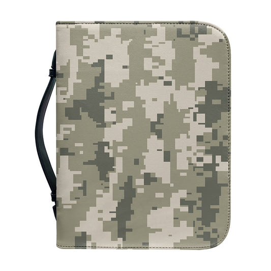 Beige Digital Camo Pattern Print Leather Bible Cover