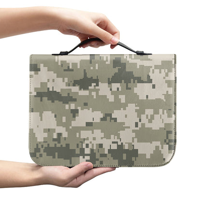 Beige Digital Camo Pattern Print Leather Bible Cover