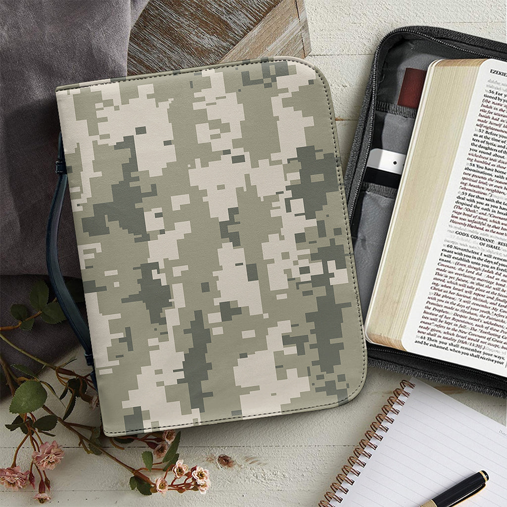 Beige Digital Camo Pattern Print Leather Bible Cover