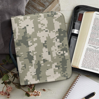 Beige Digital Camo Pattern Print Leather Bible Cover