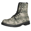 Beige Digital Camo Pattern Print Lace-Up Boots