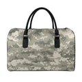 Beige Digital Camo Pattern Print Leather Duffel Bag