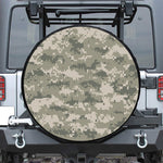 Beige Digital Camo Pattern Print Leather Spare Tire Cover