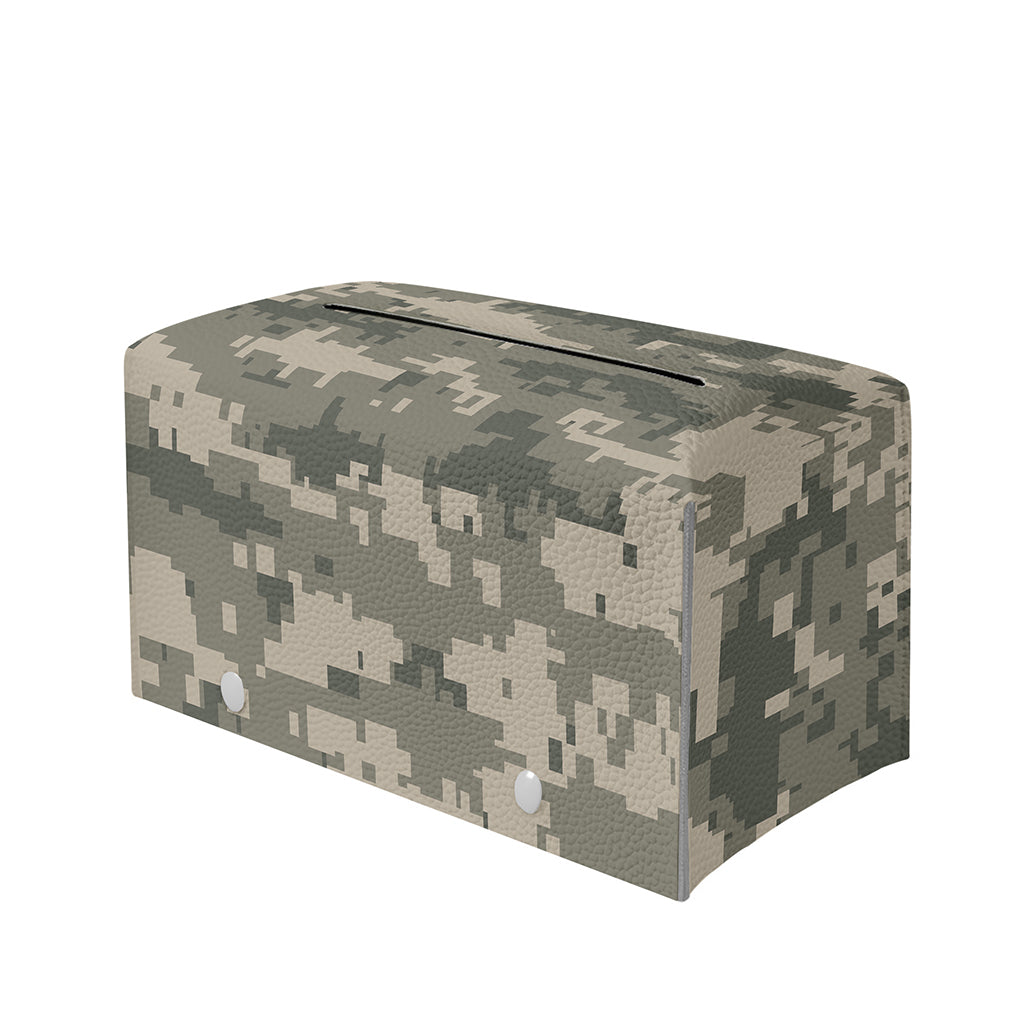Beige Digital Camo Pattern Print Leather Tissue Box Cover