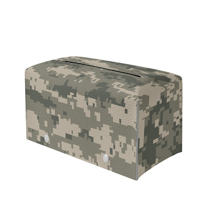 Beige Digital Camo Pattern Print Leather Tissue Box Cover