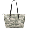 Beige Digital Camo Pattern Print Leather Tote Bag With Zipper