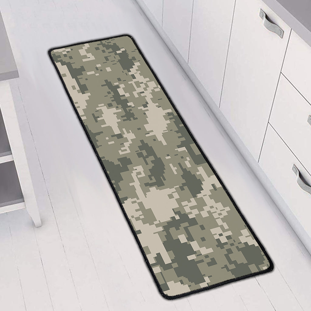 Beige Digital Camo Pattern Print Long Kitchen Mat