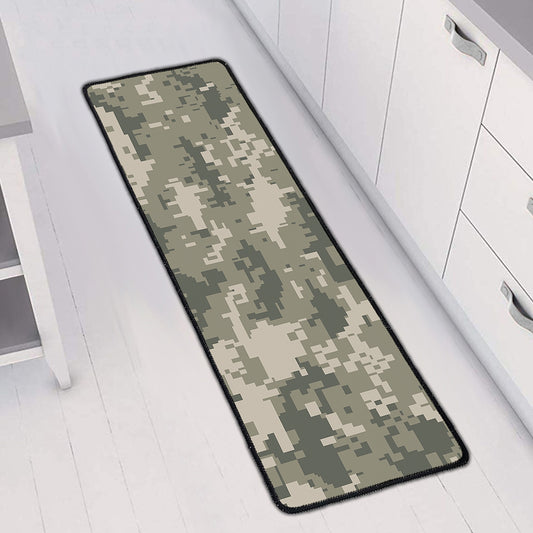 Beige Digital Camo Pattern Print Long Kitchen Mat