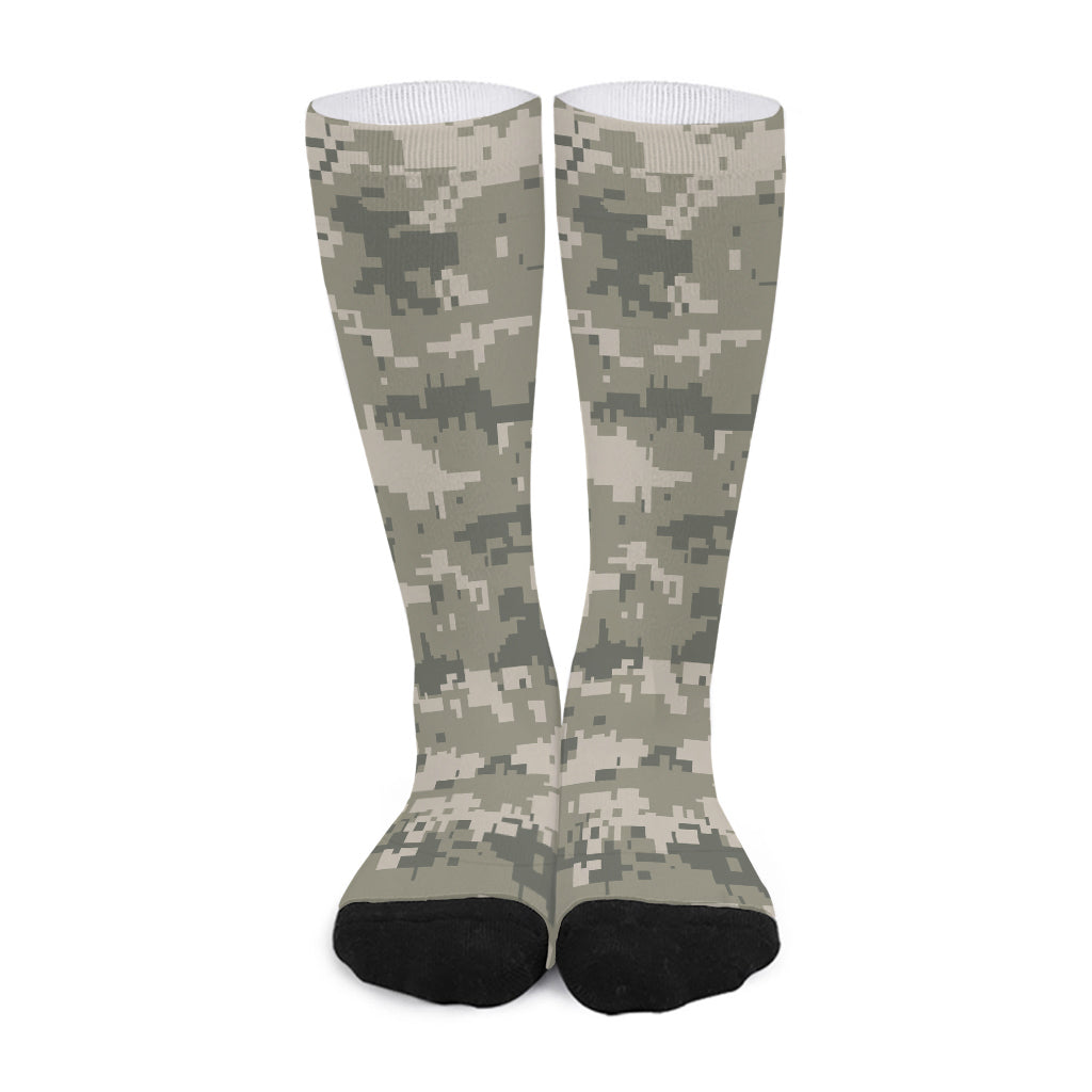 Beige Digital Camo Pattern Print Long Socks