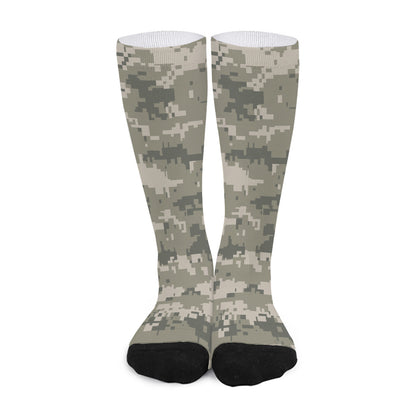 Beige Digital Camo Pattern Print Long Socks