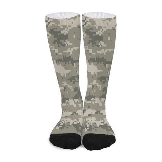 Beige Digital Camo Pattern Print Long Socks