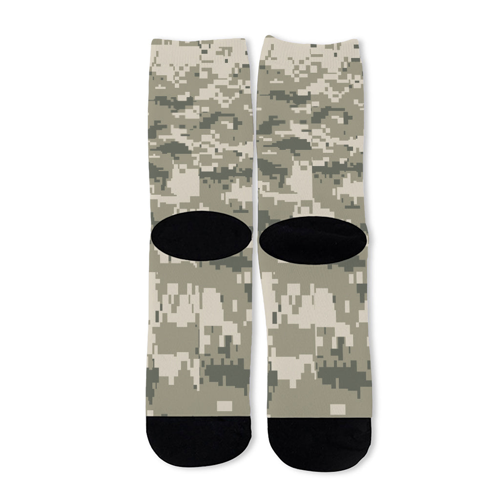 Beige Digital Camo Pattern Print Long Socks