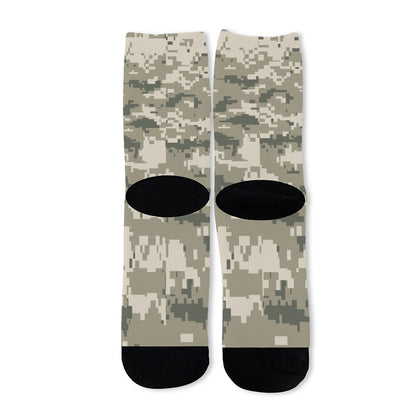 Beige Digital Camo Pattern Print Long Socks