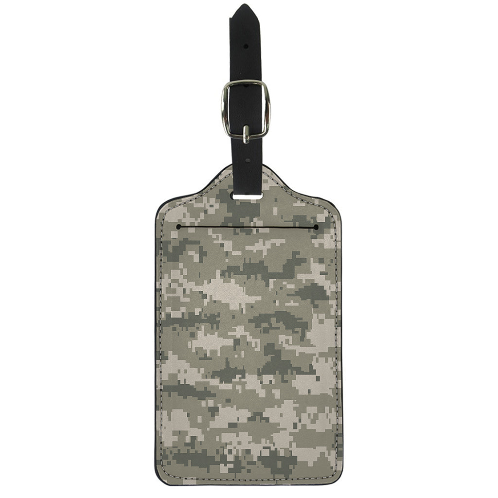 Beige Digital Camo Pattern Print Luggage Tag