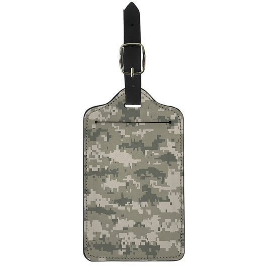 Beige Digital Camo Pattern Print Luggage Tag