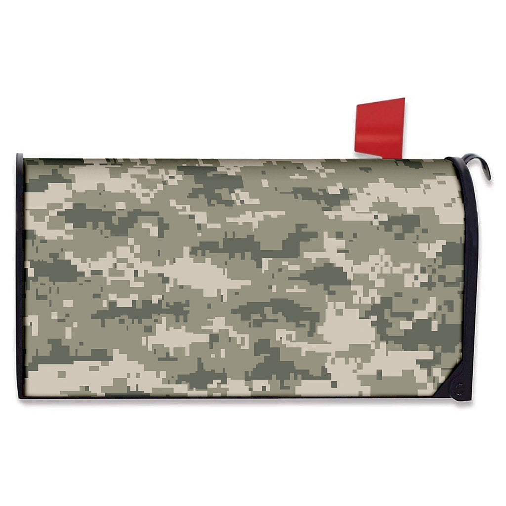 Beige Digital Camo Pattern Print Mailbox Cover