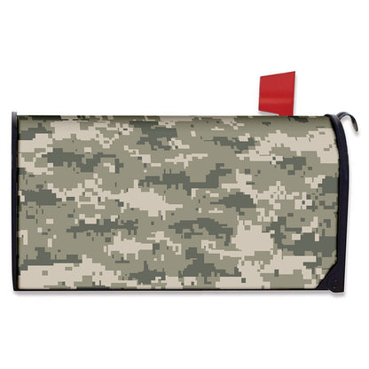 Beige Digital Camo Pattern Print Mailbox Cover
