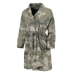 Beige Digital Camo Pattern Print Men's Bathrobe