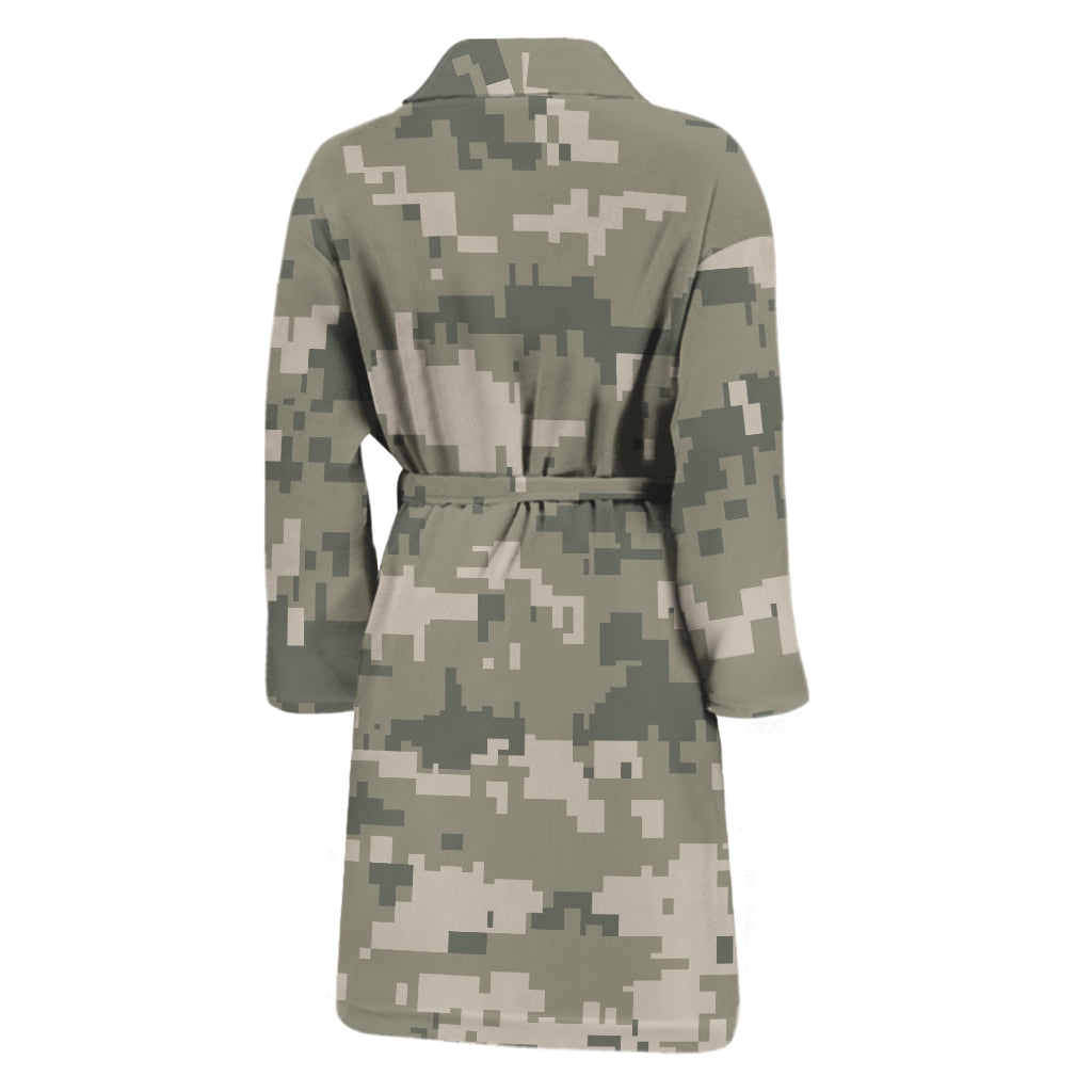 Beige Digital Camo Pattern Print Men's Bathrobe