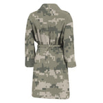 Beige Digital Camo Pattern Print Men's Bathrobe