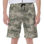 Beige Digital Camo Pattern Print Men's Beach Shorts