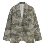 Beige Digital Camo Pattern Print Men's Blazer