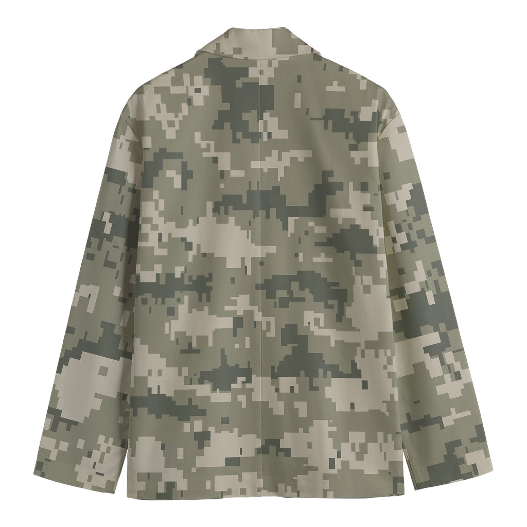 Beige Digital Camo Pattern Print Men's Blazer