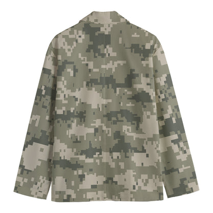 Beige Digital Camo Pattern Print Men's Blazer