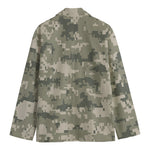 Beige Digital Camo Pattern Print Men's Blazer