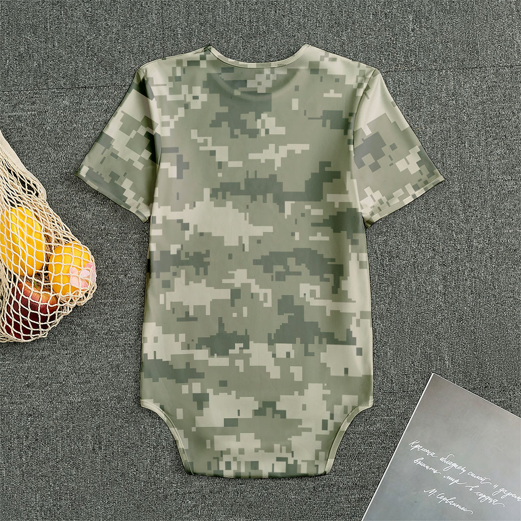 Beige Digital Camo Pattern Print Men's Bodysuit