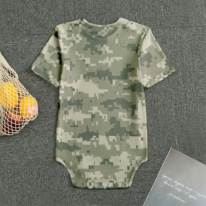 Beige Digital Camo Pattern Print Men's Bodysuit