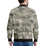 Beige Digital Camo Pattern Print Men's Bomber Jacket