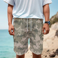 Beige Digital Camo Pattern Print Men's Cargo Shorts