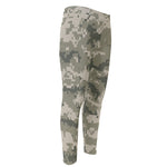 Beige Digital Camo Pattern Print Men's Compression Pants