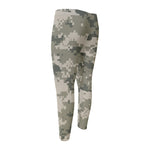 Beige Digital Camo Pattern Print Men's Compression Pants