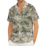 Beige Digital Camo Pattern Print Men's Deep V-Neck Shirt