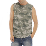 Beige Digital Camo Pattern Print Men's Fitness Tank Top