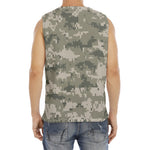 Beige Digital Camo Pattern Print Men's Fitness Tank Top