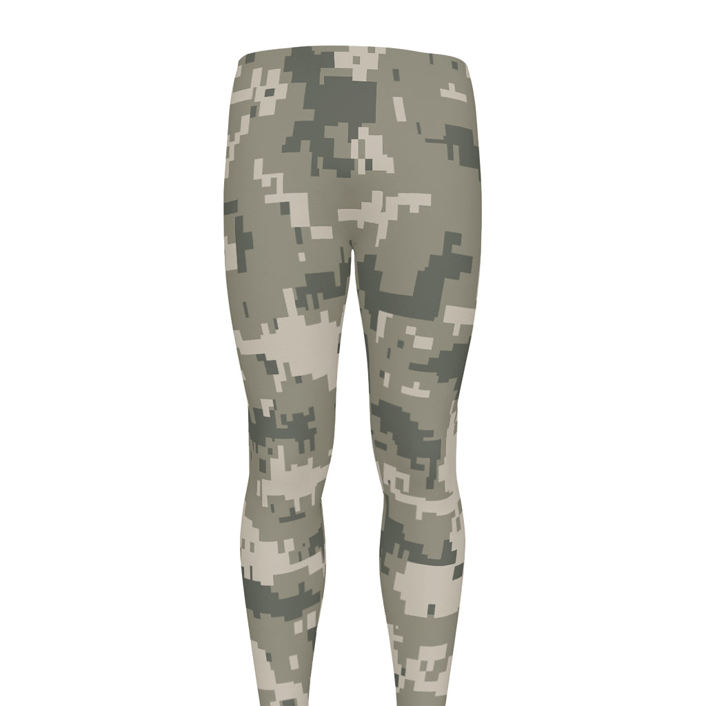 Beige Digital Camo Pattern Print Men's leggings