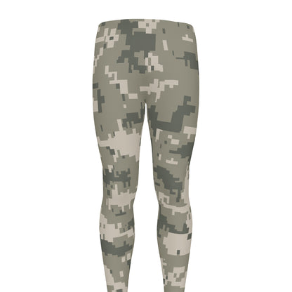 Beige Digital Camo Pattern Print Men's leggings