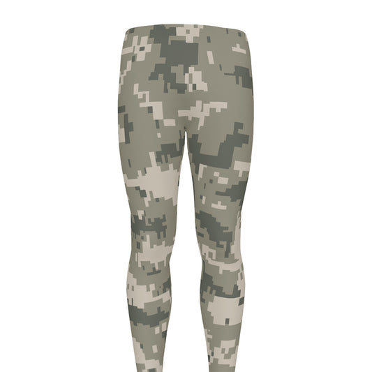 Beige Digital Camo Pattern Print Men's leggings