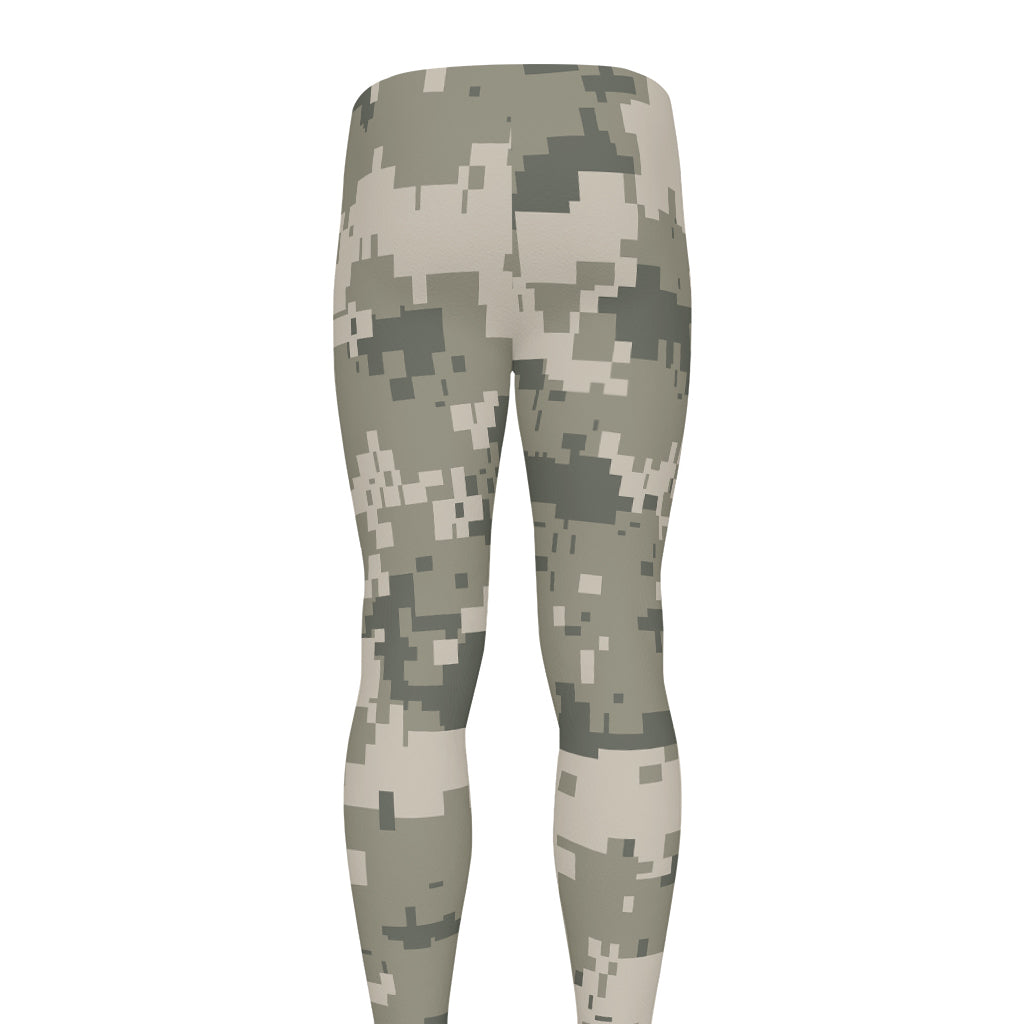Beige Digital Camo Pattern Print Men's leggings