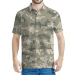 Beige Digital Camo Pattern Print Men's Polo Shirt