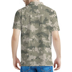 Beige Digital Camo Pattern Print Men's Polo Shirt